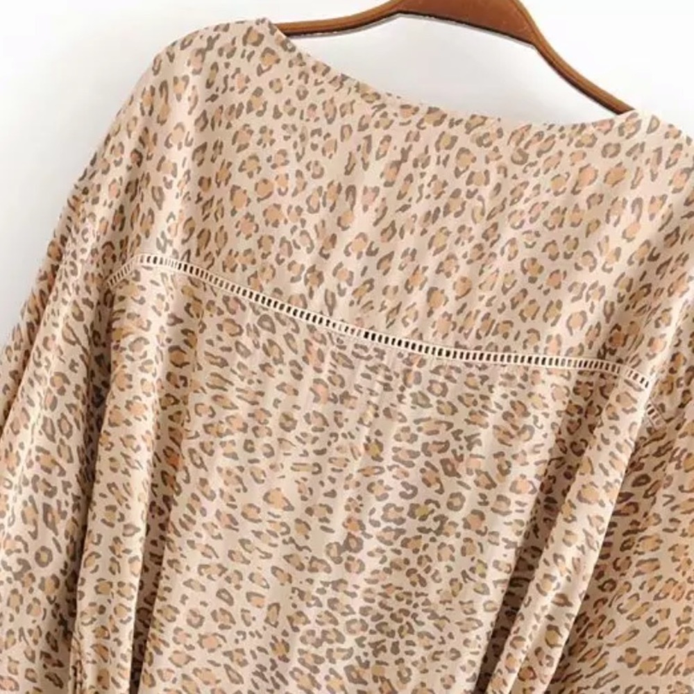 Bohemian Leopard Print Maxi Dress Button Up Gypsy - Picture 14 of 16